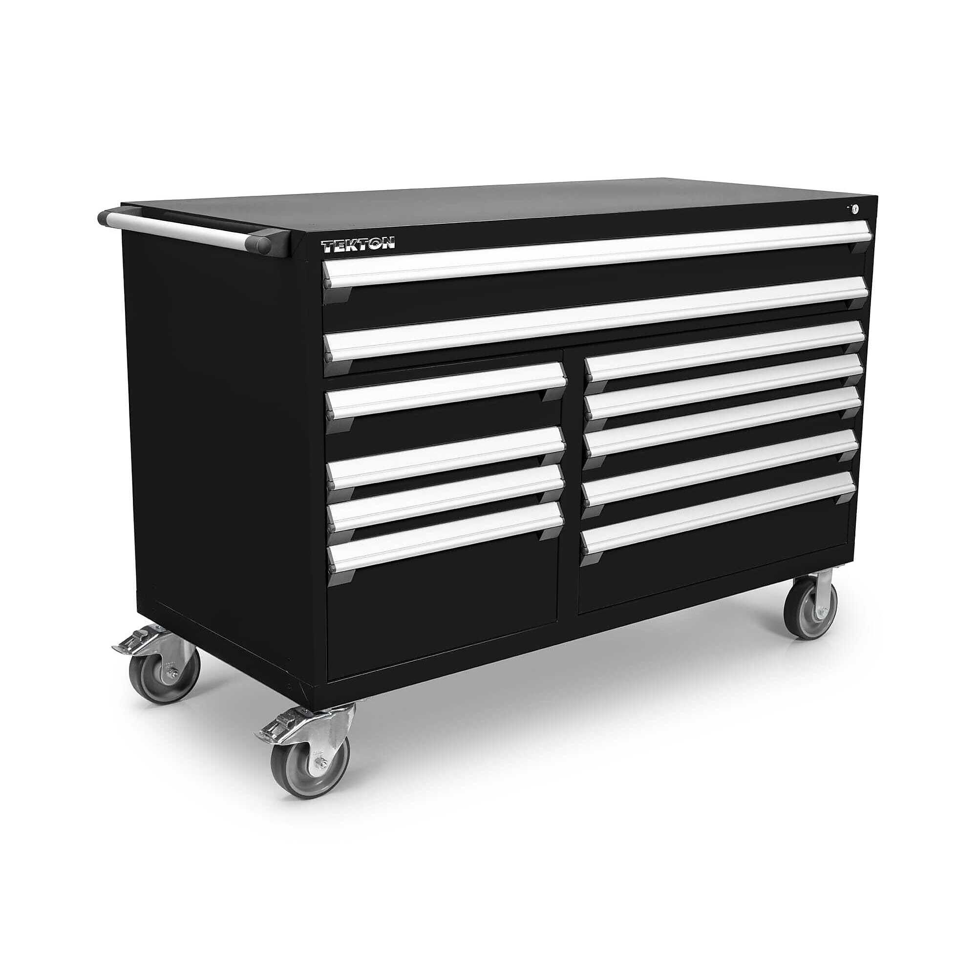 TEKTON 11-Drawer 40/60 Split Bank Tool Cabinet with Steel Top and Mat, Black (60 W x 27 D x 41.5 H in.) | OCL63102STM